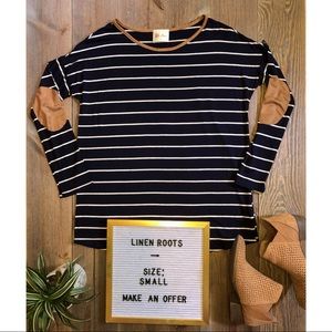 striped top with elbow patches NWOT